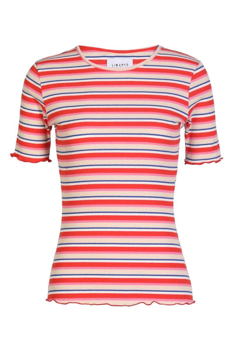 Natalia Ss Blouse | Creme Orange Blue Stripe | Bluse fra Liberté