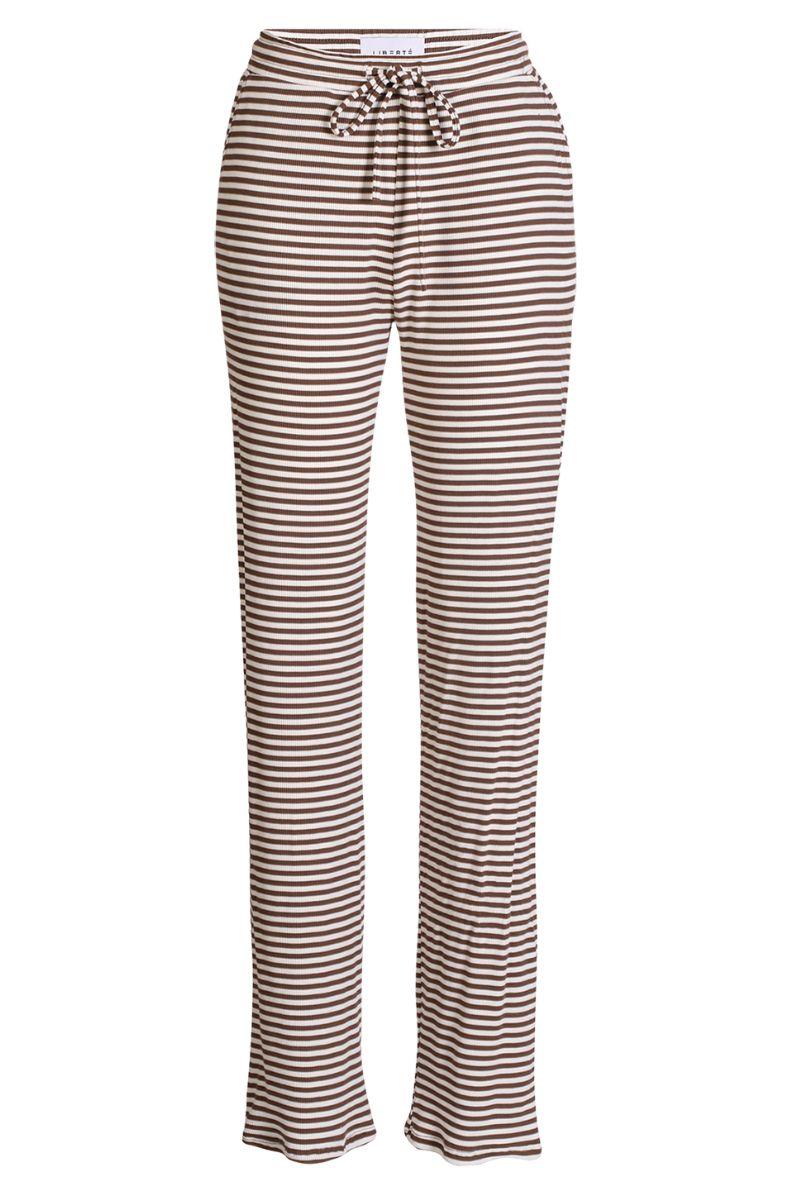 Natalia Straight Pants | Brown Creme Stripe | Bukser fra Liberté