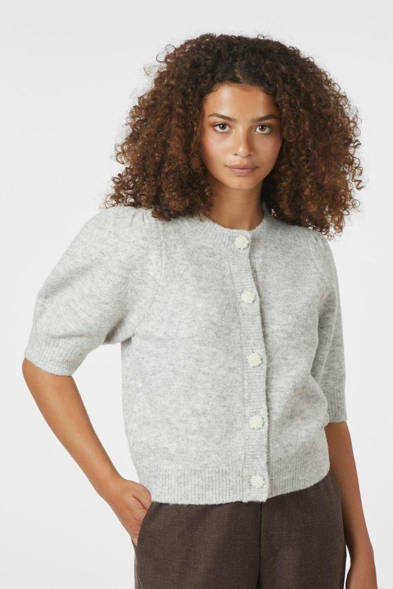 Trudy Deco Knit Cardigan | Light Grey Melange | Strik fra Neo Noir