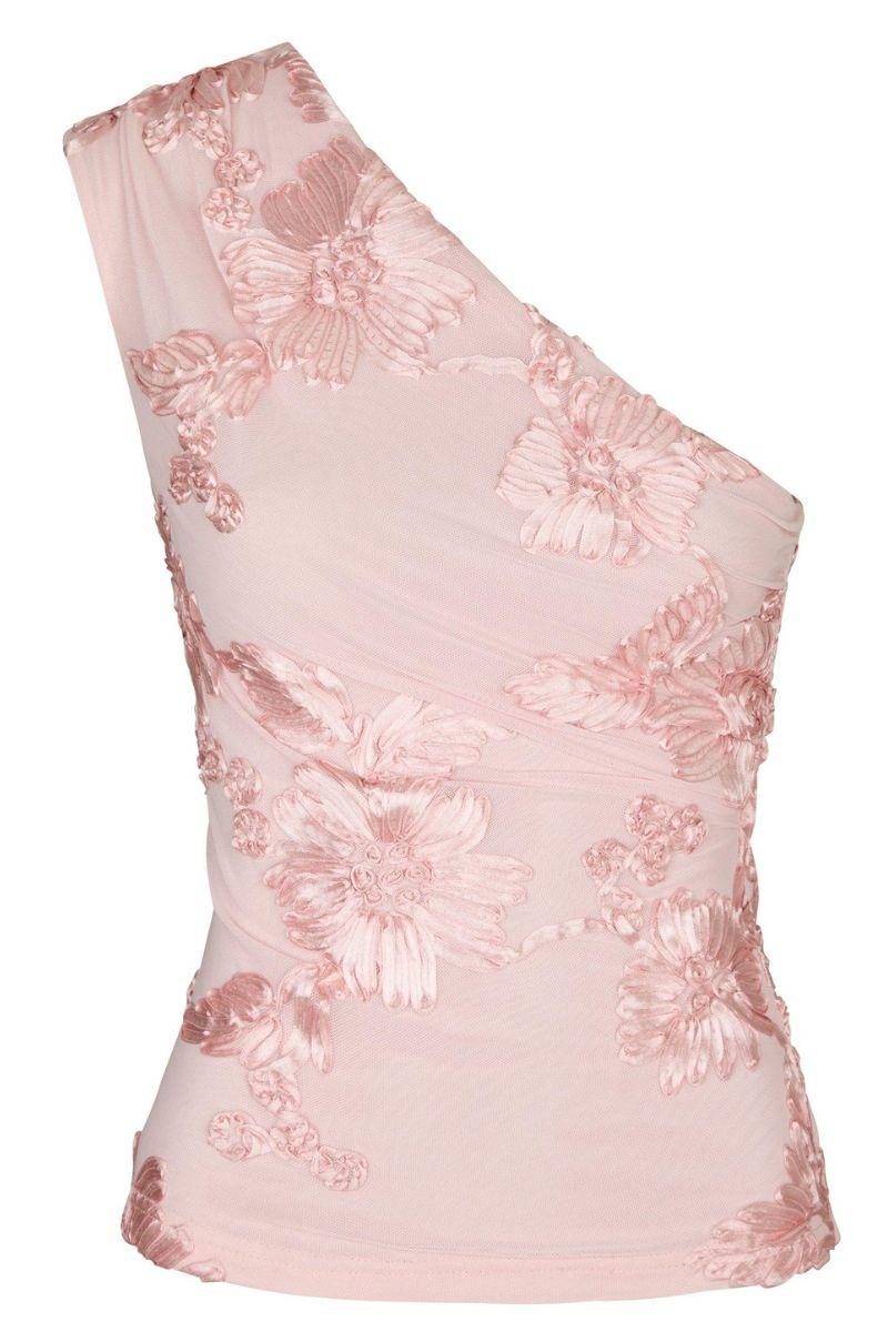 Florini Big Flower Mesh Top | Light Pink | Bluse fra Neo Noir