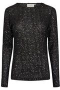 Pailletten-T-Shirt | Schwarz