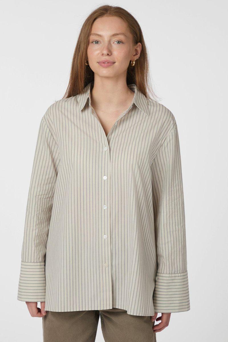 Dita Double Stripe Shirt | Creme | Bluse fra Neo Noir