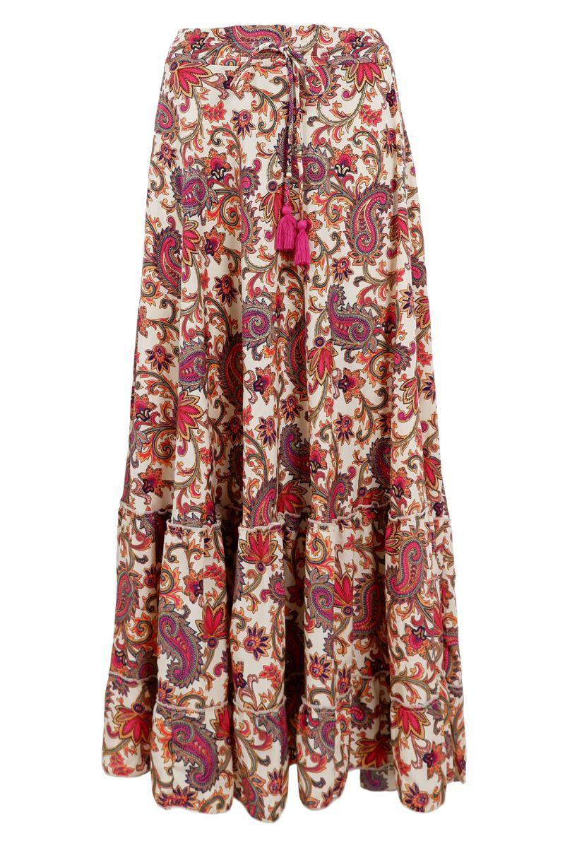 Luna Maxi Frill Skirt | Vivid Rouge | Nederdel fra Black Colour