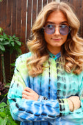 Freja Ls Shirt | Blau Limettengrün Tie Dye