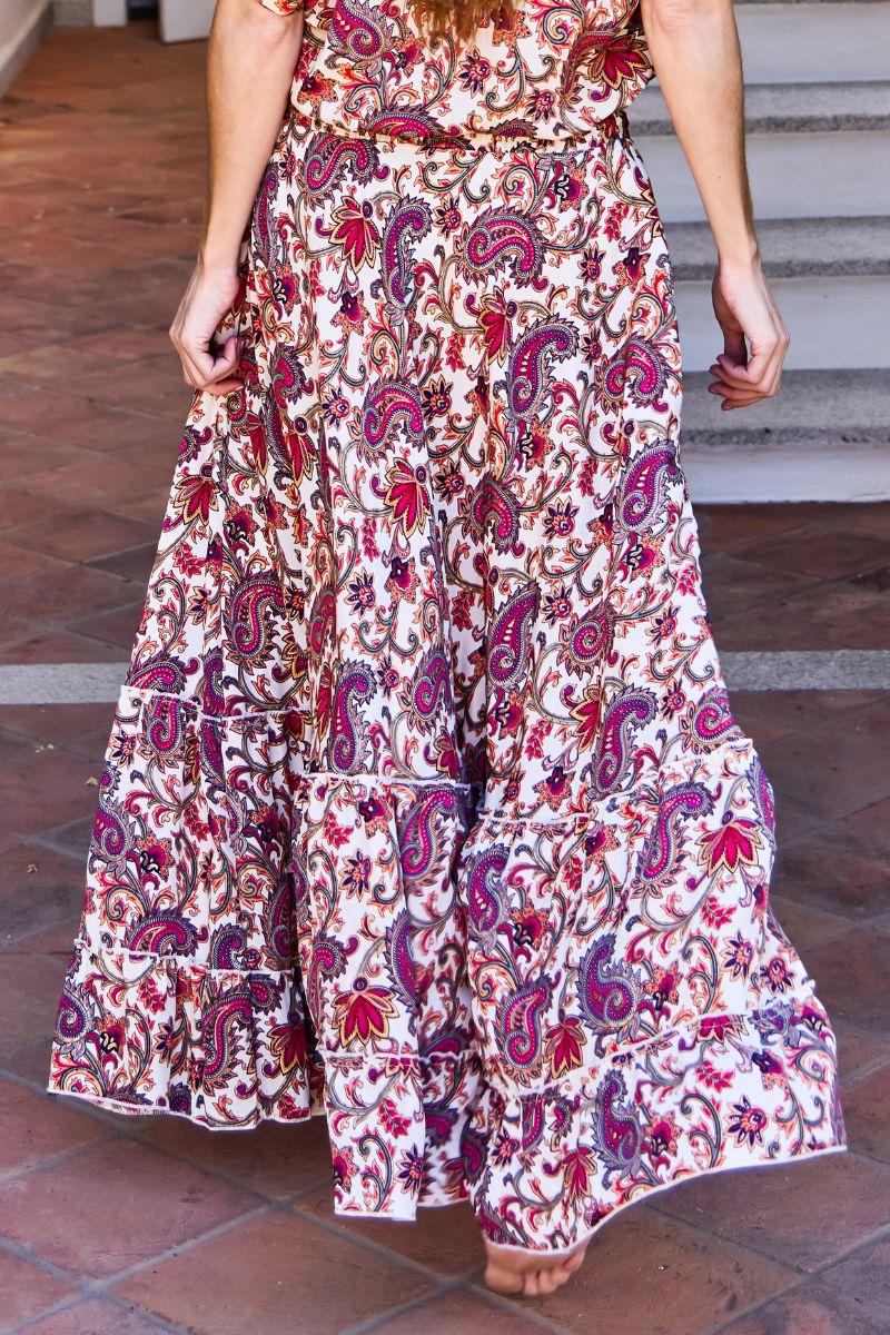 Luna Maxi Frill Skirt | Vivid Rouge | Nederdel fra Black Colour