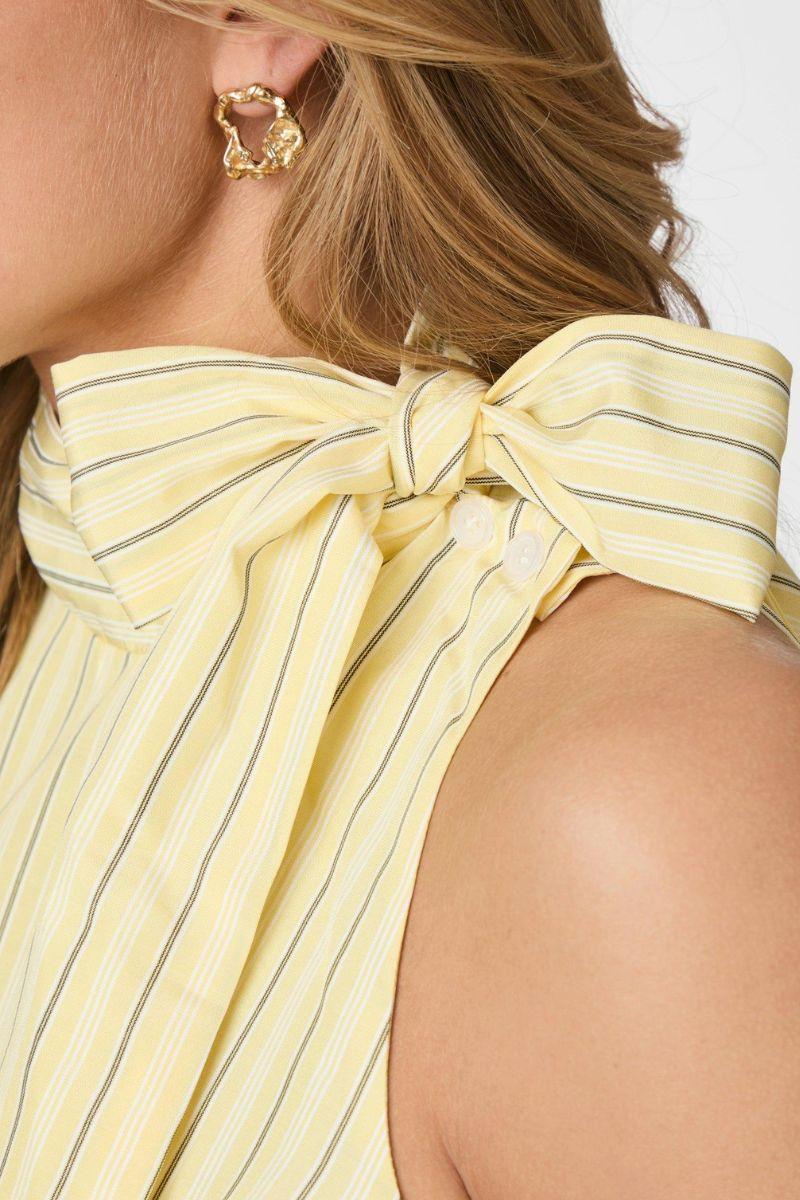 Veda Stripe Top | Light Yellow | Bluse fra Neo Noir