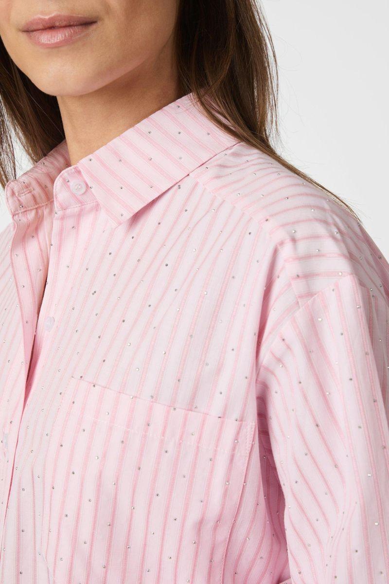Dalma Soft Stripe Stone Shirt | Pink | Bluse fra Neo Noir