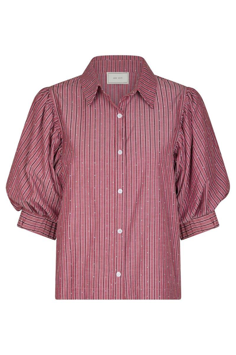 Etta Soft Stripe Stone Shirt | Dark Rose | Bluse fra Neo Noir
