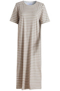 Alma T-Shirt-Kleid | Sand Elfenbein Streifen