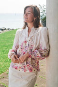 Calloma Bluse mit Blumendruck | Elfenbein