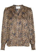 Bluse mit Davina-Muster | Kamel