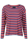 Natalia Ls Boxy Bluse | Marineblau Rot Weiß Streifen