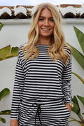 Alma Ls Top | Schwarz Creme Streifen