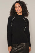 Zora Bead Highneck Strick | Schwarz