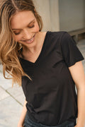 Dala V-Ss Basic Tee | Schwarz