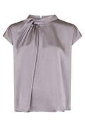Drapierte Satinbluse Fleur | Grau