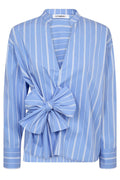 Shiracc Stripe Bow V-Bluse | Blassblau