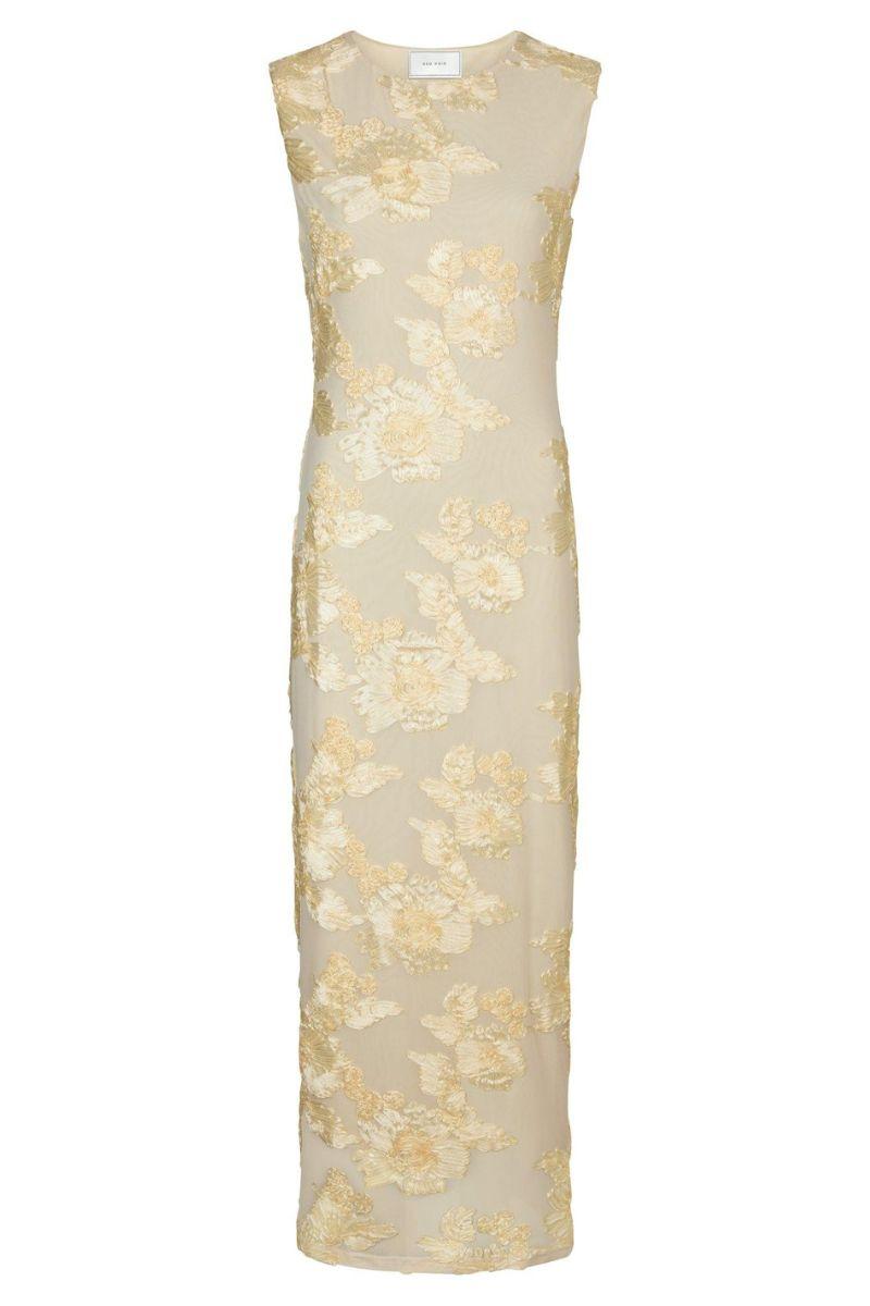 Tiranna Big Flower Mesh Dress | Light Yellow | Kjole fra Neo Noir