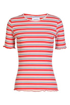 Natalia Ss Blouse | Creme Orange Blue Stripe | Bluse fra Liberté