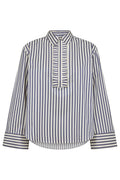 Samson Streifen-Rüschenhemd 35879 | Marineblau