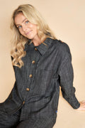 Box Shirt Jacke | Schwarzer Denim