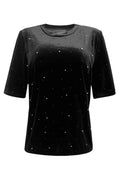 Velia Samt-T-Shirt | Schwarz
