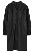 Henryka, Knielanges Lederkleid | Schwarz