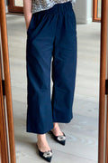 Yana Popeline Hose | Marineblau