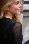 Basira Stone Mesh Bluse | Schwarz