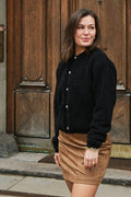 Flauschige Limo-Strickjacke | Schwarz