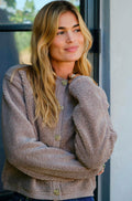 Flauschige Limo Strickjacke | Dunkler Sand