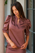 Roella schwere Satinbluse | Dunkle Rose