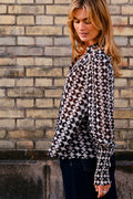 Camisa Bluse mit Grafikdruck | Schwarz