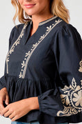 Ginia Emb Bluse 164393 | Marine | Bluse von Neo Noir
