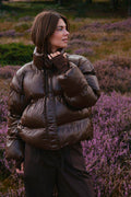 Rhea Glänzende Pufferjacke | Dunkelbraun