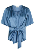 Casadia schwere Satinbluse | Rauchblau