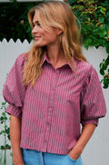 Etta Soft Stripe Stone Shirt | Dunkelrosa