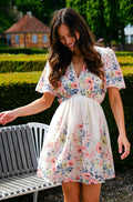 Shena Kleid mit Blumendruck | Creme | Kjole von Neo Noir