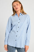 Gestreiftes Hemd 205254 | Chambray Blau Marine Blazer