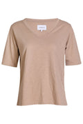 Ulla Ss Vneck Tshirt | Dunkler Sand