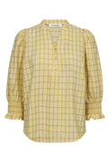 Mango Karierte Bluse 35937 | Pastellgelb