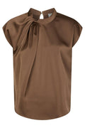 Drapierte Satinbluse Fleur | Staubbraun