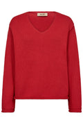 Bine Ls V-Ausschnitt Strick | Chinesisches Rot