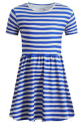 Alma Ss Babydoll-Kleid (Kinder) | Streifen-Elfenbein-Cobolt
