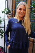 Alma Ls Rüschen-T-Shirt | Marineblau Lala