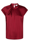 Drapierte Satinbluse Fleur | Wein