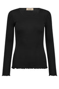 Elaine Nahtloses Seiden-O-Ls-T-Shirt | Schwarz