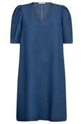 Denim V-Kleid 36552 | Jeansblau