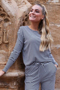 Liberté, Natalia Ls Boxy Bluse - D. Brown Creme S Stripe | D Braun Creme S Streifen