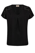 Dayo V-Ausschnitt T-Shirt | Schwarz